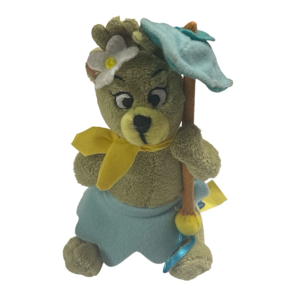 Cindy Bear Plush 8” Yogi Bear Show Hanna Barbera Stuffed Animal Toy Umbrella